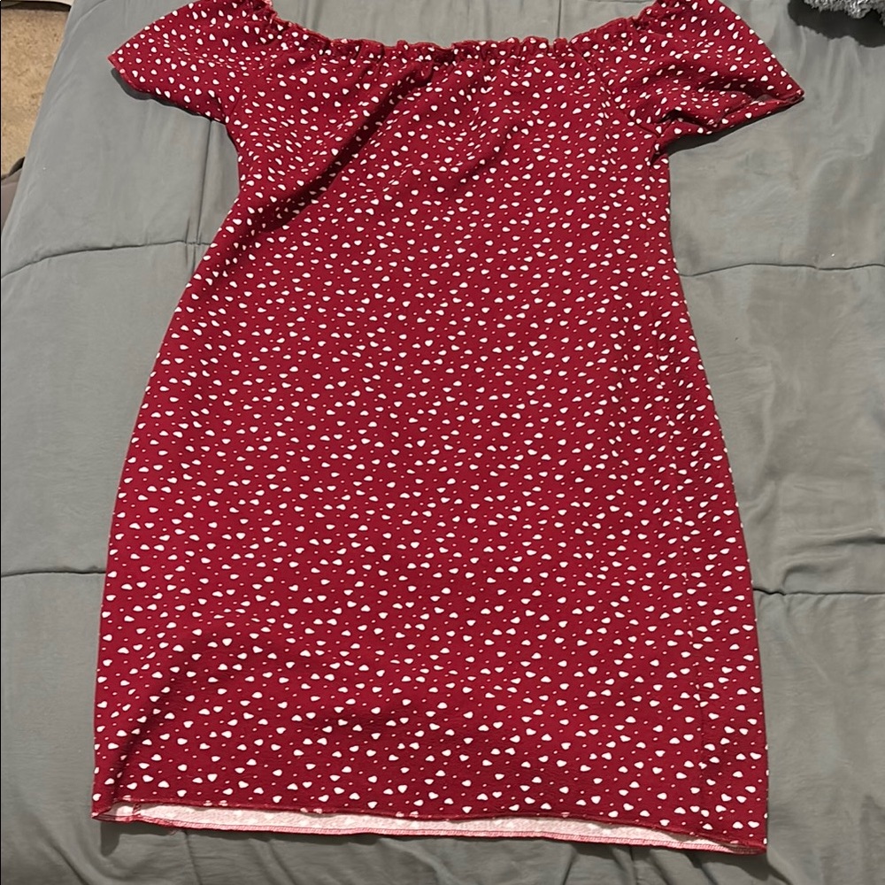 Red Heart Off-Shoulder Dress